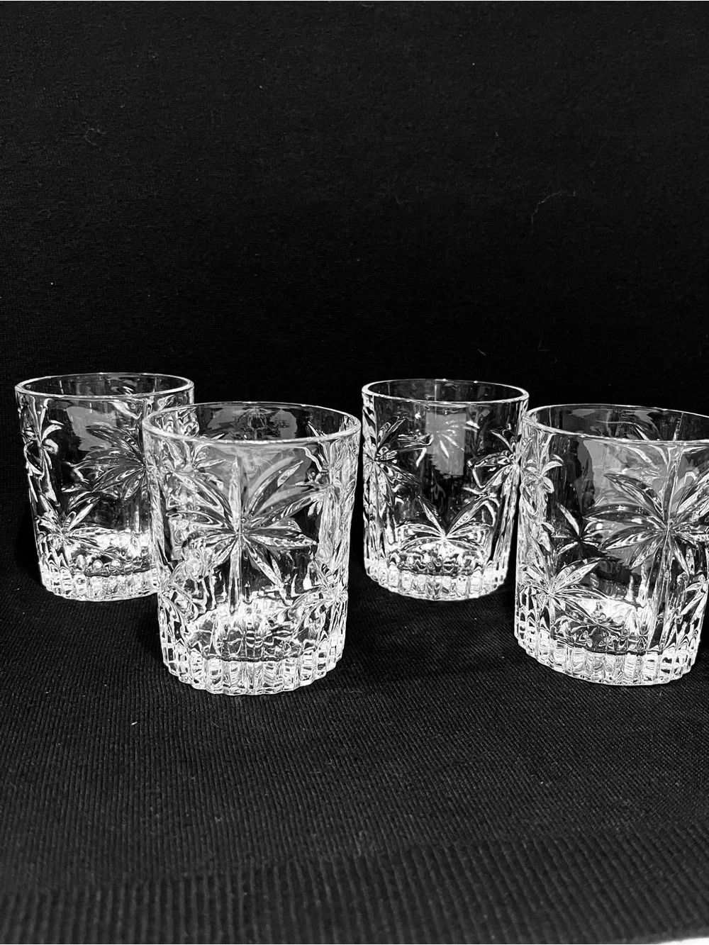 Godinger South Beach Palm Collection Crystal Double Old-Fashioned 4 Glasses